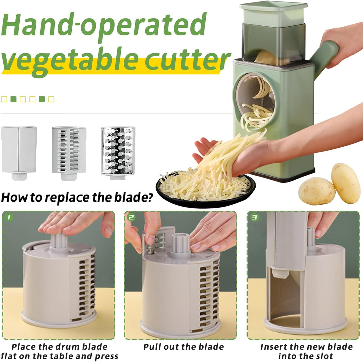 Manual Vegetable Slicer   3 in 1 Multi-Function