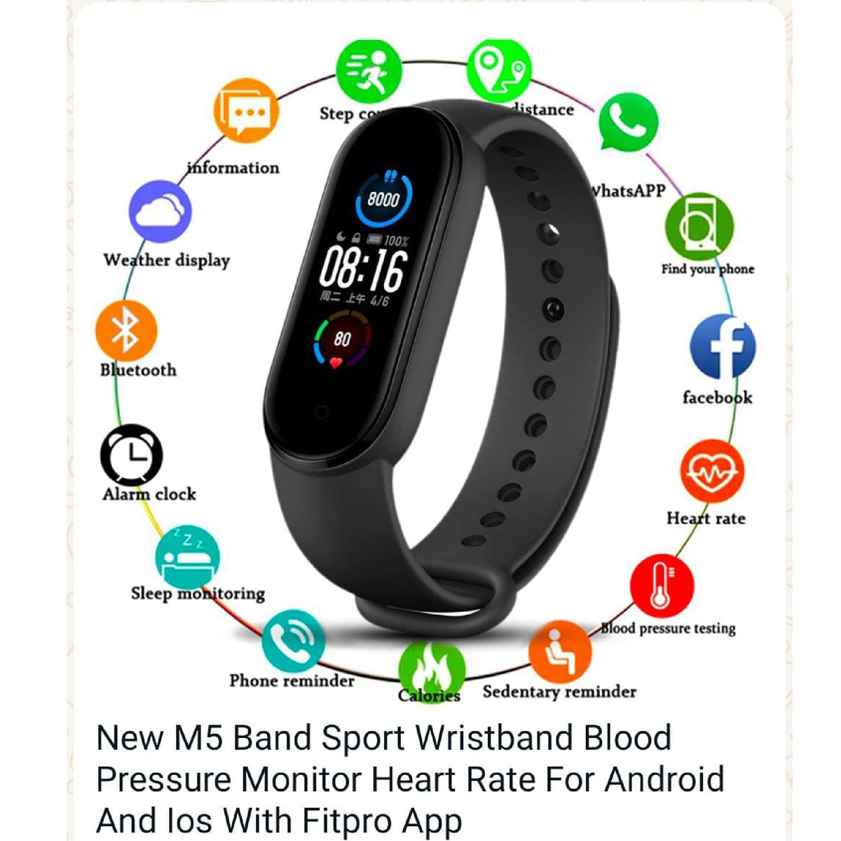 Mi Band 4 Fitness, Smart Tracker - Black Color
